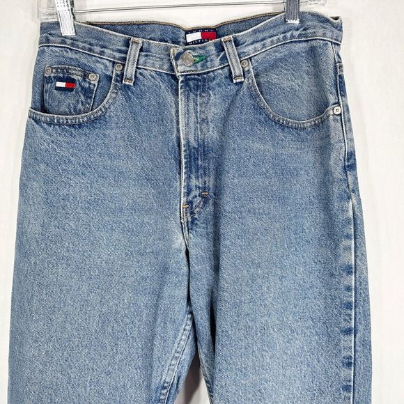 VTG Tommy Hilfiger Jeans Size 30x30 Straight Leg 90s Spell Out Big Flag Blue 223 - Picture 5 of 9